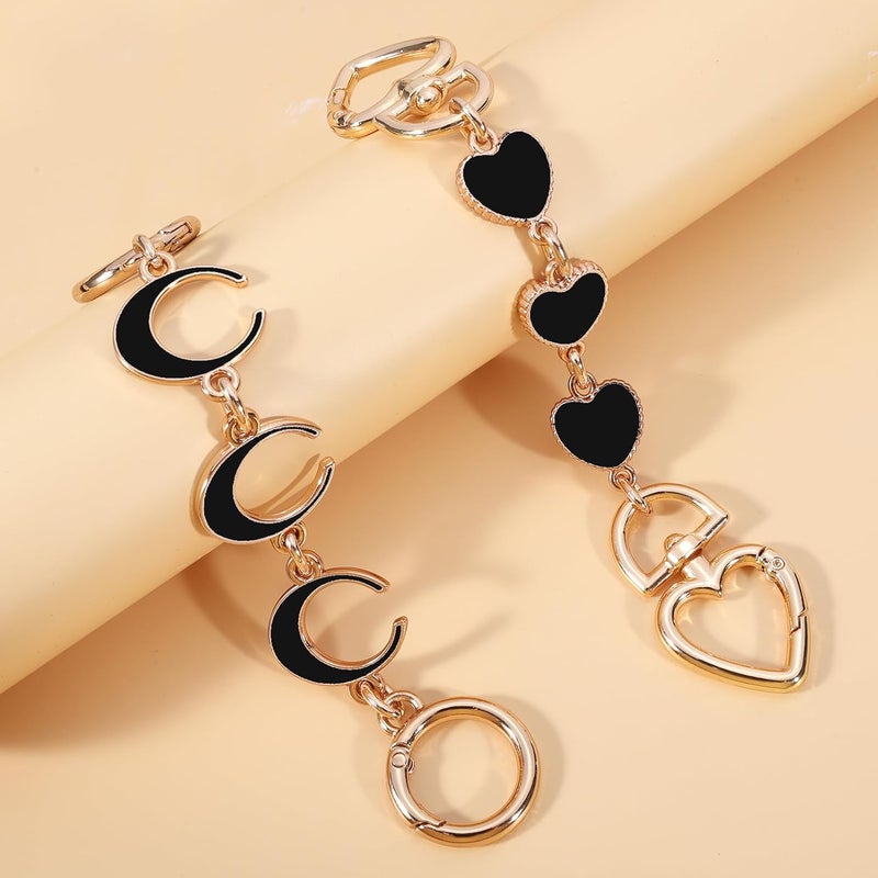 Tmtains 2Pcs Bag Extender Chain Heart Moon Purse Strap Extenders for Handbags Purse Extender Chain Gold Chain Purse Strap Replacement Black Purse Accessories Bag Charms for Handbags Purse Christmas Gifts - Image 5